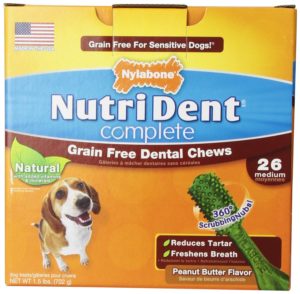 Nylabone Nutri Dent Complete Peanut Butter Flavored Dental Bone Grain Free Dog Treat