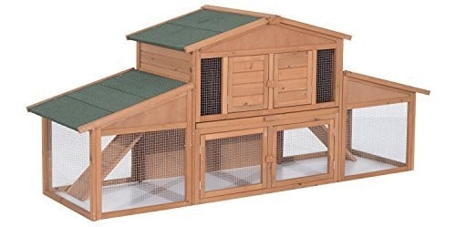Pawhut Deluxe wooden Rabbit Hutch with Outdoor Run-min
