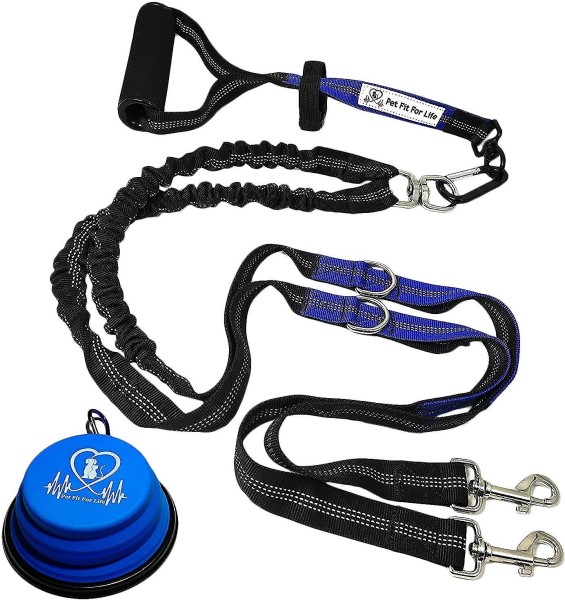 Pet fit for Life Dual Dog Leash With Bowl